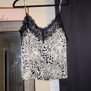 Lace silk tank top